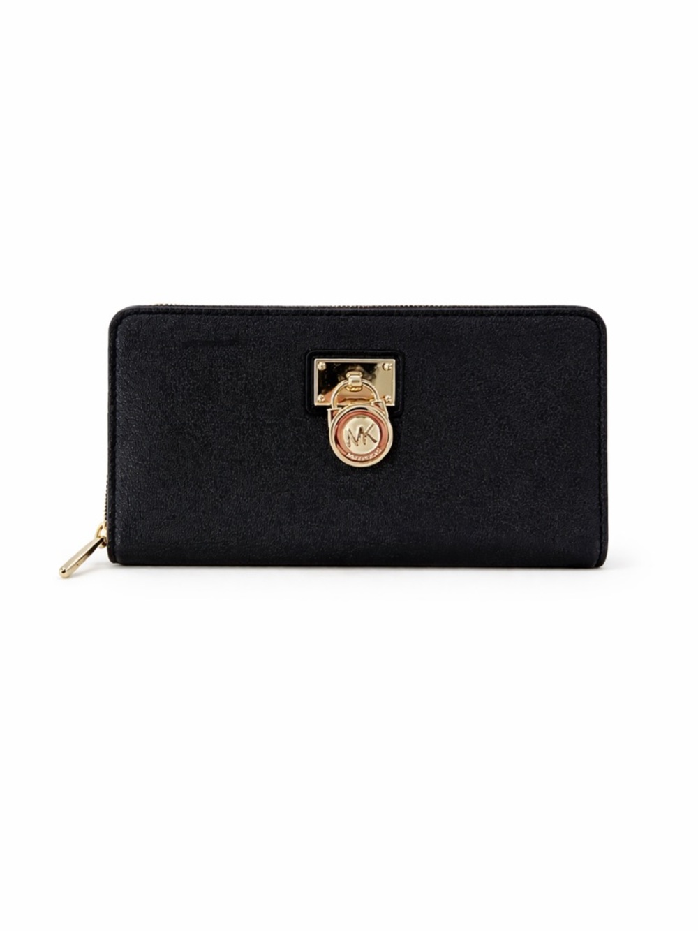 Michael Kors Black Zip-Around Wallet with Gold Accent Logo